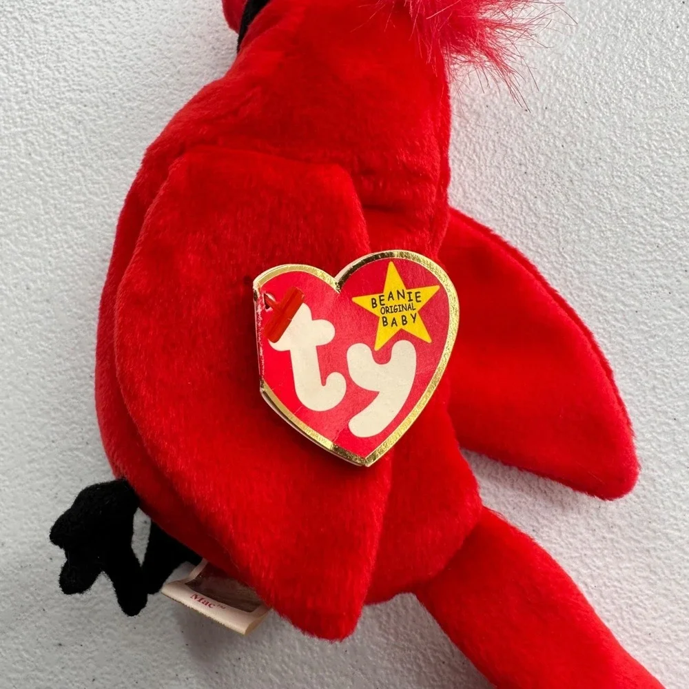 Vintage Ty Beanie Babies Mac & Kuku‎ Plush Birds Set Cardinal Cockatoo Bundle